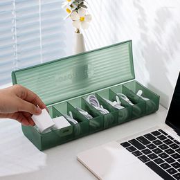 Storage Bottles Cable Box Large Capacity Transparent Multi-compartments Desktop Charging Case Key Jewelry Home Supplies