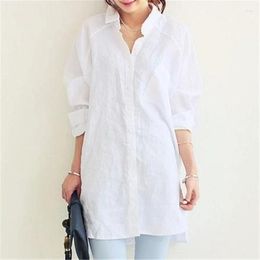 Women's Polos Blouse Womens White Blouses Shirt Spring Summer Blusas Office Lady Elegant Loose Tops And Casual Linen Women