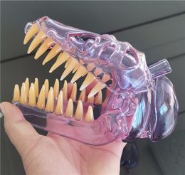 Glass Bong Water Pipe Dino Skull Hookah 10mm Female Joint Purple Dab Carb Cap Bubbler Handmade Dinosaur Head Ash Catcher Hookahs Craftbong6475068