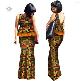 Ethnic Clothing African Traditional Wear For Women 2023 Backless Ladies Fashion Sets Africa Style 2 Pcs Skirt Suit Sleeveless WY2066