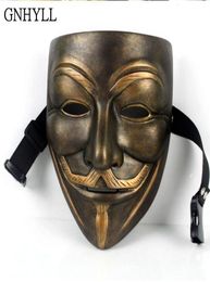 GNHYLL V For Vendetta Mask Anonymous Movie Guy Fawkes Halloween Masquerade Party Face March Protest Costume Accessory3575099