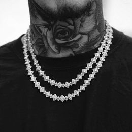 Chains 2023 Arrived Men Women Hip Hop Cluster Square Chain Charm Necklace Full Paved Iced Out Bling CZ Fashion Jewelry Gift