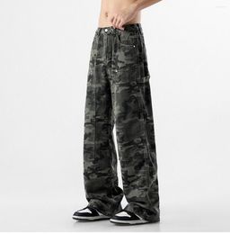 Men's Jeans M-5XL 2023 Spring Autumn Men Casual Camouflage Vintage Straight Wide-leg Overalls Hip Hop Denim Pants Y2k Cargo Trousers
