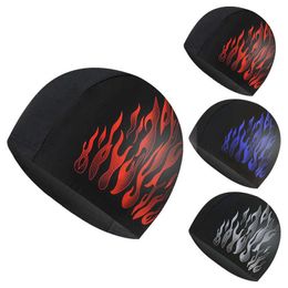 Swimming caps Men's Swimming Caps Large Size High Elastic Breathable Nylon Fashion Printing Ear Protection Men Male Hat P230418