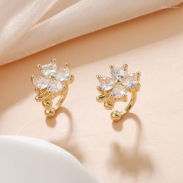 Backs Earrings Ins Wind Niche Flower Ear Bone Clip No Piercing Femininity Simple Senior Sense Zircon Four-leaf Clover