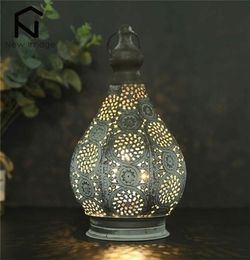 115 inch Moroccan Style Candle Holder Lantern Metal Table Battery Powered Lamp with Edison Bulb for Garden Home Decor 2208042192095