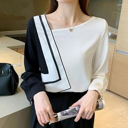 Women's Blouses Spring Arrival Vintage Geometric Stripes Office Lady Blouse Female Shirts Tops Long Sleeve Casual Korean Women Loose