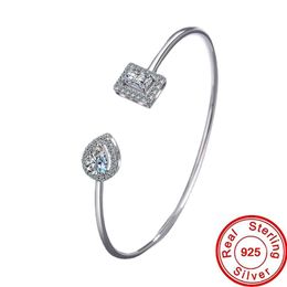 Chaming Bangle Cuff AAAAA Zircon White Gold Filled Bracelets Graduated Bangles For Women Bridal Jewellery