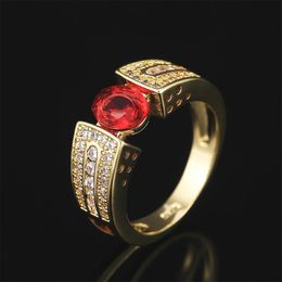 Wedding Rings CAOSHI Delicate For Women Luxury Gold Colour Inlaid Oval Red Cubic Zirconia Classic Lady's Jewellery High Quality