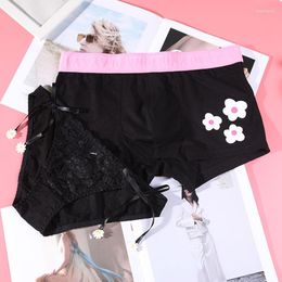 Underpants Couple Underwear Men Boxers Shorts Women Cotton Panties For Lovers Fashion Sell 2023 Black