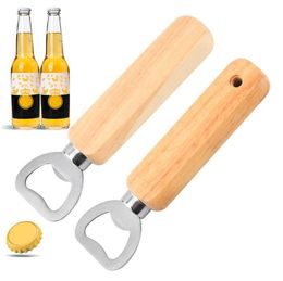 Stainless Steel Beer Bottle Opener with Wooden Handle Wedding Gifts For Guests Kitchen Bar Tools Custom