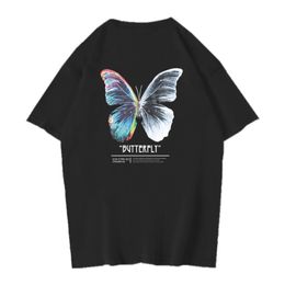 Men's T Shirts Summer Hip Hop Oversize T Shirt Men Streetwear Harajuku Color Butterfly Tshirt Short Sleeve Cotton HipHop T Shirt Plus Size 230419