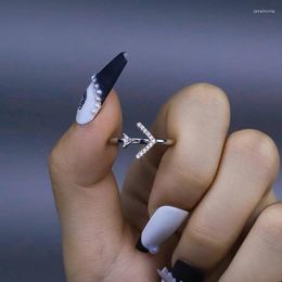 Wedding Rings Arrow Zircon Ring For Women Men Silver Plated Triangle Open Adjustable Engagement Vintage Jewelry Gifts