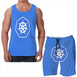 Men's Tracksuits Summer Funny Print Men Tank Tops Women Kubernetes Beach Shorts Sets Fitness Vest