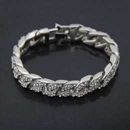 Bangle Hip Hop Men Bracelet Series Rhinestone Chain Bling Crystal For Women Silver Jewelry D721#