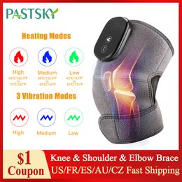 Leg Massagers Electric Heating Knee Shoulder Elbow Support Brace Belt 3 Gear Vibration Compress Joint Massage Pads Relieve Arthritis Pain 230419