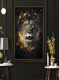 Modern Abstract Flame Lion Animal Art Posters and Prints Canvas Paintings Wall Art Pictures for Living Room Home Decoration Cuadro1959397