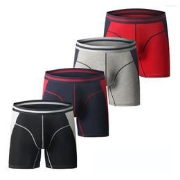 Underpants Fashion Long Boxers Mens Underwear Patchwork Boxershorts Men's Sport Plus Size Panties U Convex Pouch Boxer For Man