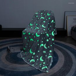 Blankets Throw Super Soft Summer Two-sided Flannel Warm Printed Star Luminous Glow In The Dark Blanket