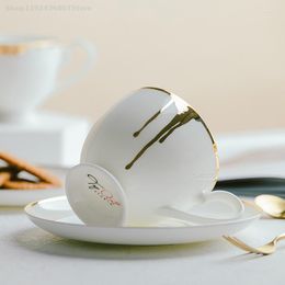 Cups Saucers White Luxury Tea Gold Rim Creative Nordic Style Coffee Cup Teapots Ceramic Mug Wedding Reusable Tazas Drinkware