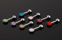 Colourful Stainless Steel Body Piercing Jewellery Gem Tongue Lip Stud Cartilage Barbell Style Men and Women1514565