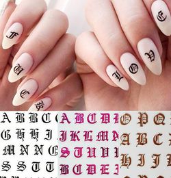 1pc Gothic Letter 3D Nail Sticker Rose Gold Words Nail Slider Decals Adhesive Sticker Tips Manicure Art Decoration9818234