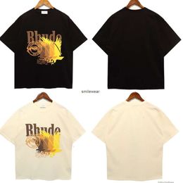 Designer Fashion Clothing Tshirt Luxury Mens Casual Tees Rhude 23ss Spring/summer New Half Sleeve Men's American Oversize Eagle Letter Printing Short 2024