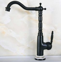 Kitchen Faucets Black Oil Rubbed Brass Single Handle Hole Basin Faucet Swivel Spout Bathroom Sink Cold And Water Mixer Tap Dnf654