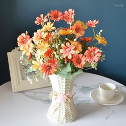 Decorative Flowers Artificial Daisy Silk Flower Outdoor UV Resistant Fake Wildflowers Plastic Plants Arrangements For Home Indoor Garden