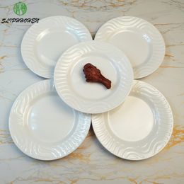 Round White 100% Melamine Wave Dish Dining utensils Imitation Porcelain Restaurant Tableware Dinner Plate