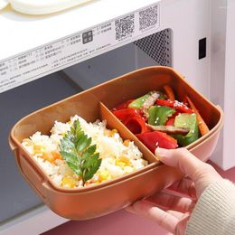 Dinnerware Sets 1 Set Convenient Bento Box Plastic Case Large Capacity 2 Grids Container With Spoon Fork Keep Freshing