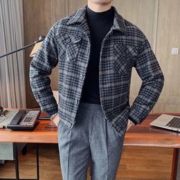 Men's Jackets 2024 Brand clothing Men high-grade Woollen plaid jackets/Male slim fit Fashion leisure coats Plus size S-3XL 231118