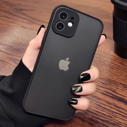 Luxury Shockproof Armour Matte Case For iPhone 14 13 11 12 Pro Max Mini XR XS X 7 8 Plus Soft Silicone Bumper Clear Hard PC Cover