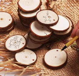 Christmas Ornaments Wood DIY Small Wood Discs Circles Painting Round Pine Slices w Hole Jutes Party Supplies 6CM7 CM EEA7565749546