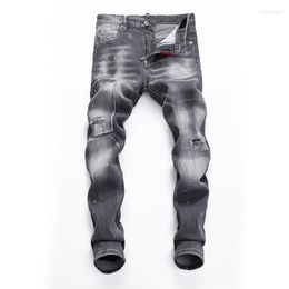 Men's Jeans European And American Classic Long Fashion Brand Pants S Mens Worn Out Cotton Trousers Denim Straight