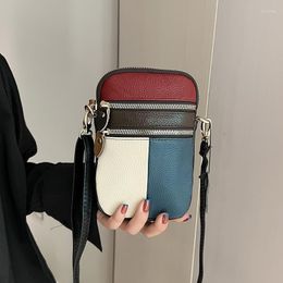 Evening Bags Cowhide Leather Small Square Bag For Women's 2023 Versatile Shoulder Mobile Phone Change Single