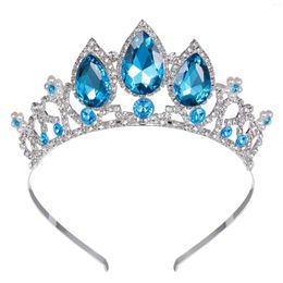 Headpieces Princess Blue Gem Tiaras And Crowns Headband Kid Girls Love Bridal Prom Crown Wedding Party Accessiories Hair Jewellery