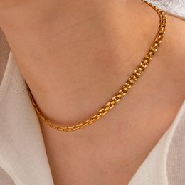 Chains Minar Hip Hop Rock 6mm Wide Belt Chain Necklace Waterproof 18K Gold Plated Stainless Steel Chokers Necklaces Women Man Unisex