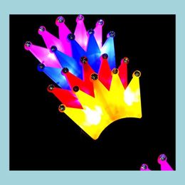 Party Hats Led Crystal Crown Headbands Light Up Rave Fancy Dress Costume Brithday Hen Flashing Christmas Holiday Drop Delivery Home Dhahc