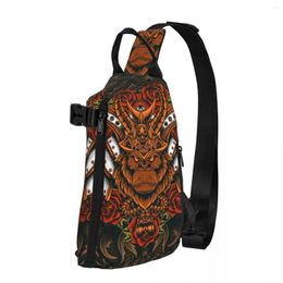 Duffel Bags Gorilla Samurai With Vintage Rose Flower Shoulder Chest Cross Bag Diagonally Casual Man Messenger