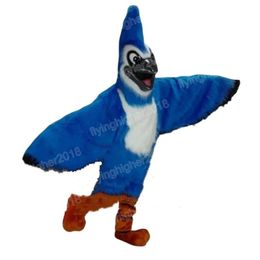 Simulation Long Fur Blue Eagle Mascot Costume Adult Size Cartoon Anime theme character Carnival For Men Women Halloween Christmas Fancy Party Dress