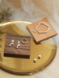 Jewellery Pouches Solid Wood Rings Earrings Display Holder Blocks Black Walnut Oak Jewellery