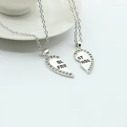 Chains 2 Pcs/ Set Fashion Friends Honey Love Couple Pendant Necklace Broken Sweater Chain Heart Choker Gift Friendship Jewellery