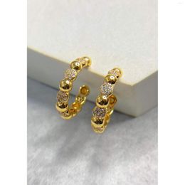 Stud Earrings Fashion Modern 14K 18K Gold Filled Plated Zircon Twist Ear Ring Circle 40 50mm CZ Hoop Huggie Earring Chic Jewelry Wholesale