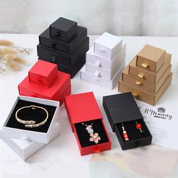 Gift Wrap Thick Kraft Paper Drawer Jewellery Packaging Box Greeting Card Necklace Bracelet Display Case Boxes Cardboard Design