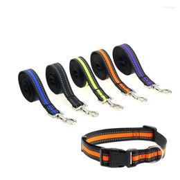Dog Collars Nylon Reflective Collar Green Adjustable Leash Orange Cat Necklace Black Training Light Pet Supplies