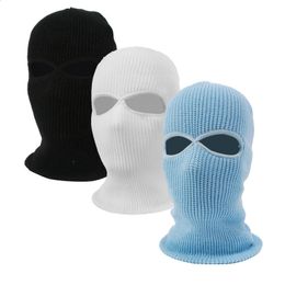 Beanie Skull Caps Winter Ski Full Face Mask Women Men Balaclava Hair Hat Knitted 2 Hole Party Fun Headdress Windproof Riding Beanie 231118