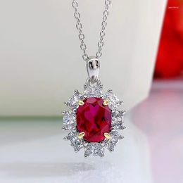 Chains 2023 Ruby Pendant With 925 Silver Necklace For Women INS European And American Set In Stock