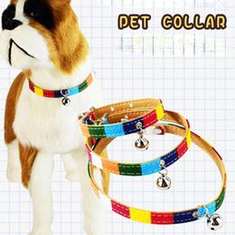 Dog Collars XS/S/M Colorful Leather Cat Collar With Bell Padded Puppy Necklace Pet For Chihuahua Neck Strap Kitten Accessories