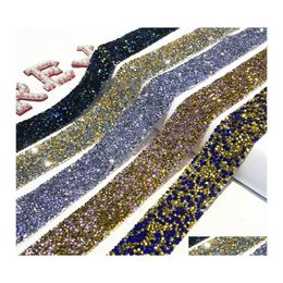 Craft Tools Self Adhesive Crystal Rhinestone Diy Diamond Bling Ribbon Stickers Tape Roll With 2 Mm Rhinestones For Crafts Phone Car Dhtan